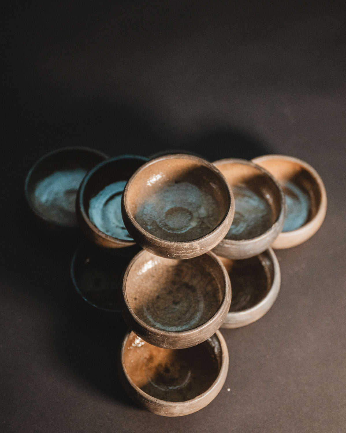 Stacked Oaxacan barro negro mezcal copitas