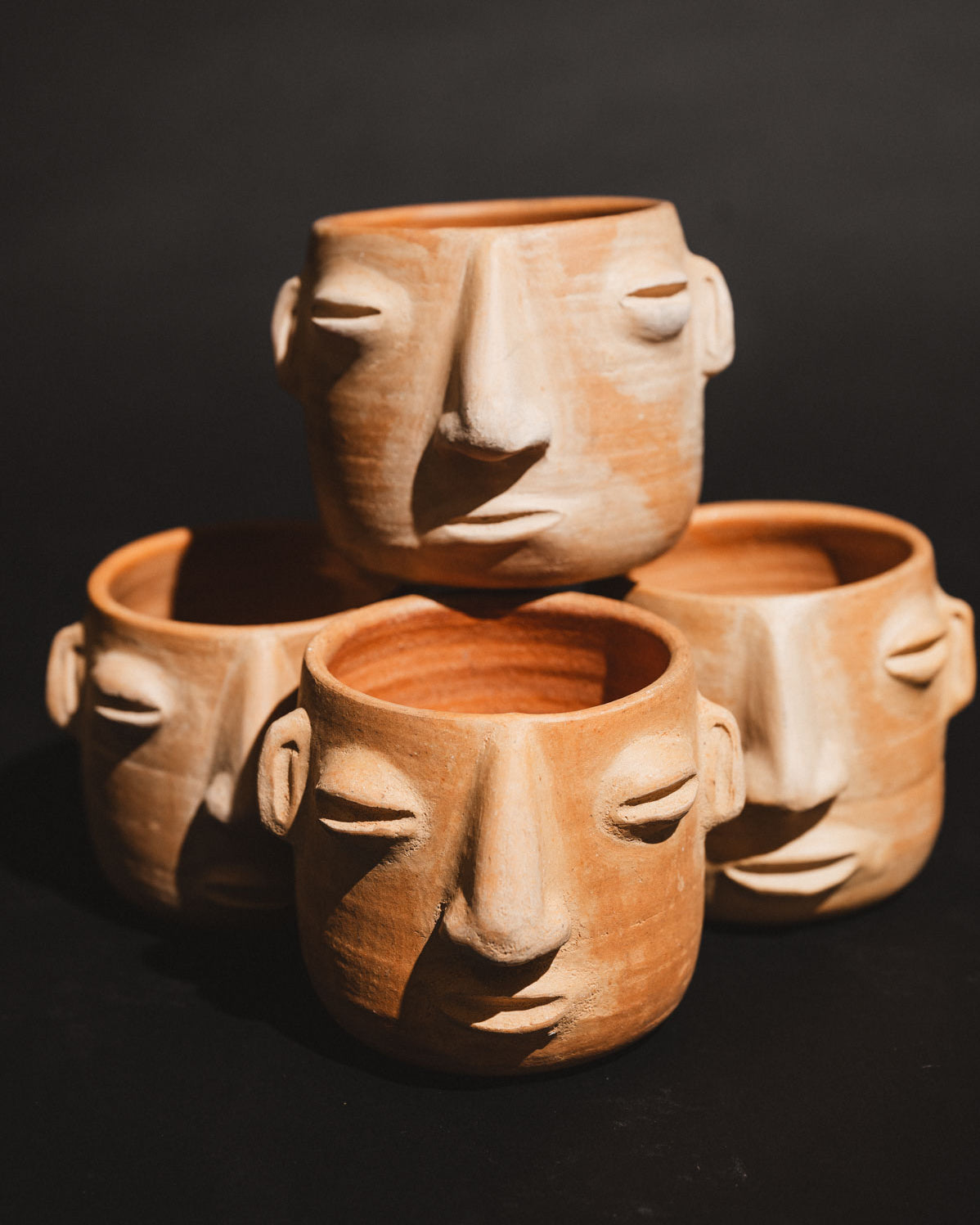 Handmade clay coffee cups from Oaxaca