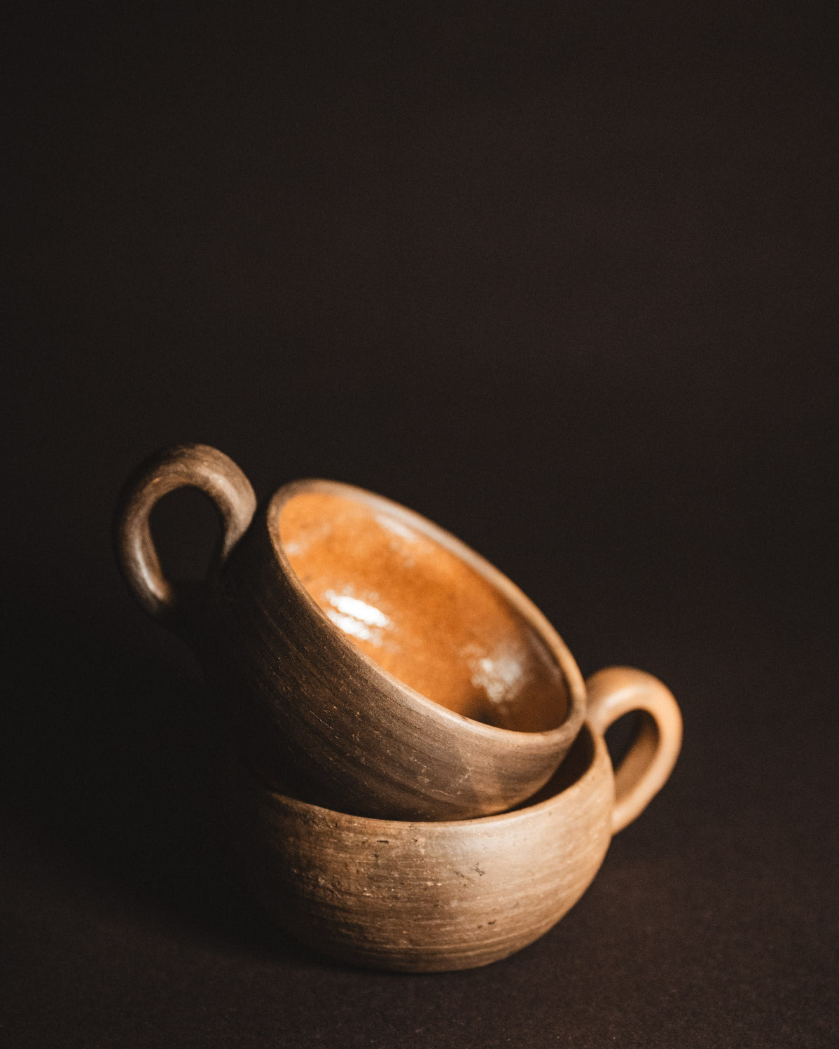 Glazed handmade oaxacan clay cappuccino mugs