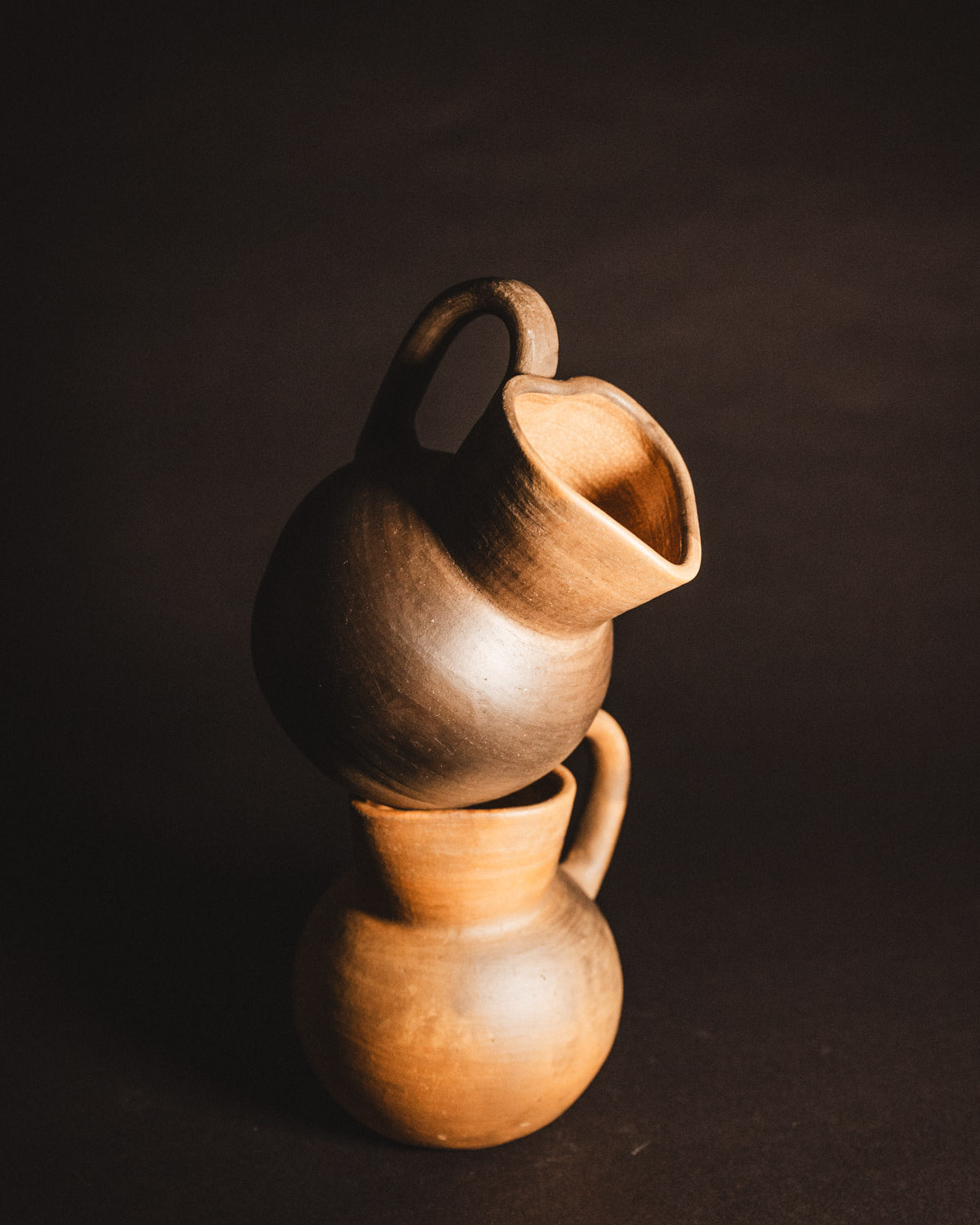 Large Oaxacan Smokey clay heart shaped pitcher