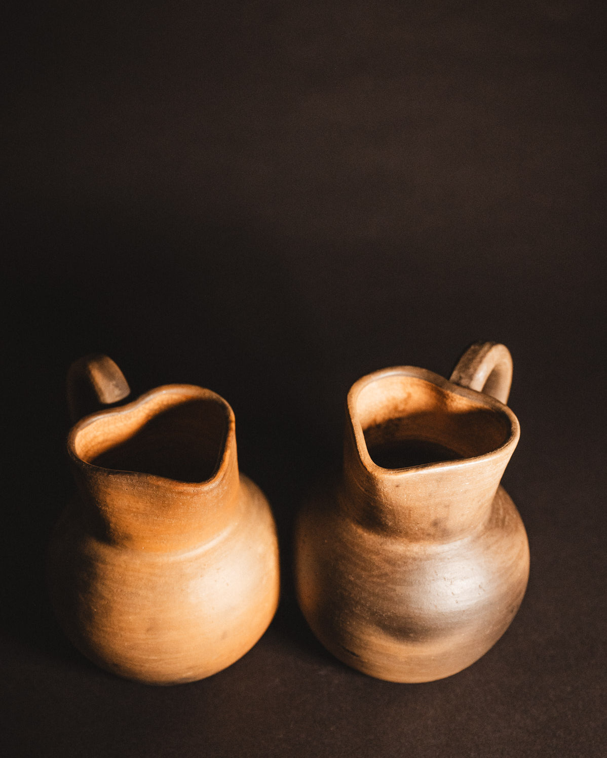Large Oaxacan Smokey clay heart shaped pitcher