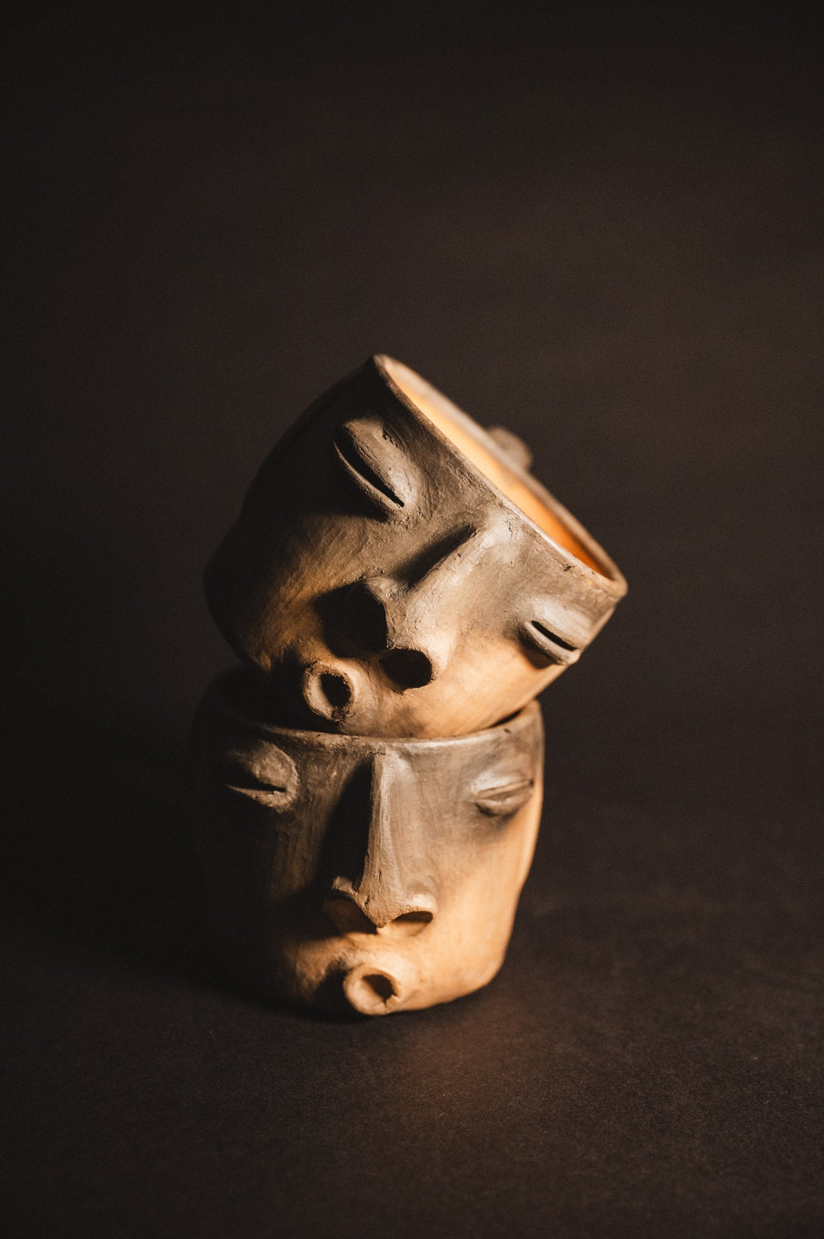 Handmade Oaxacan Coffee mugs with whistling faces