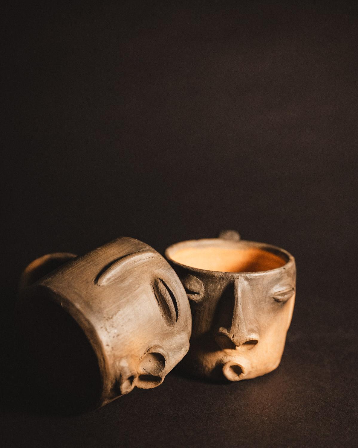 Handmade Oaxacan Coffee mugs with whistling faces