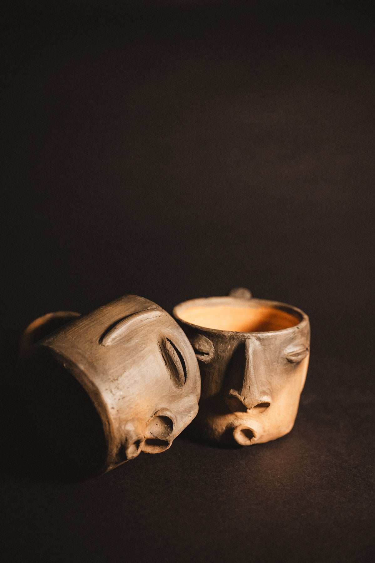 Handmade Oaxacan Coffee mugs with whistling faces