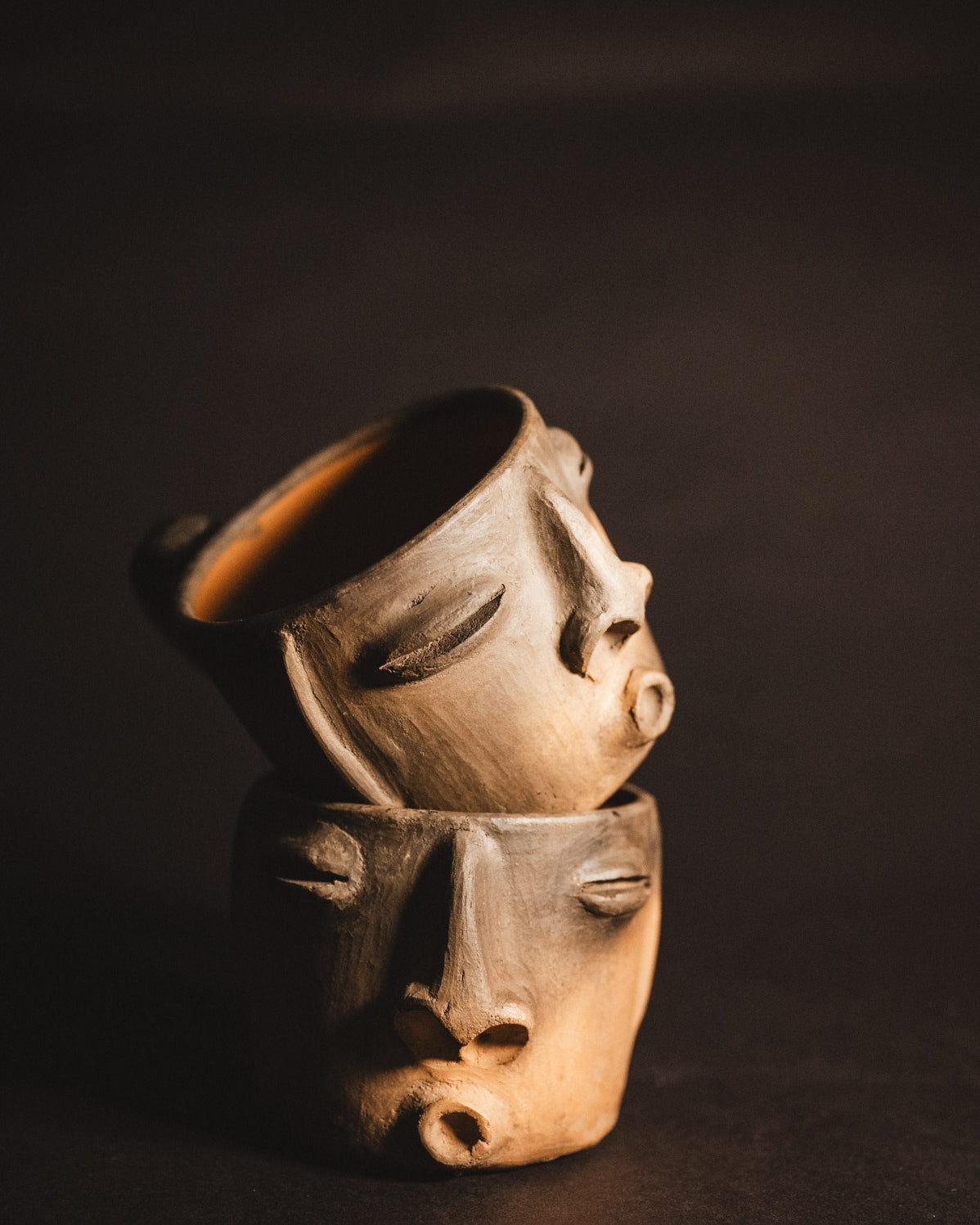 Handmade Oaxacan Coffee mugs with whistling faces