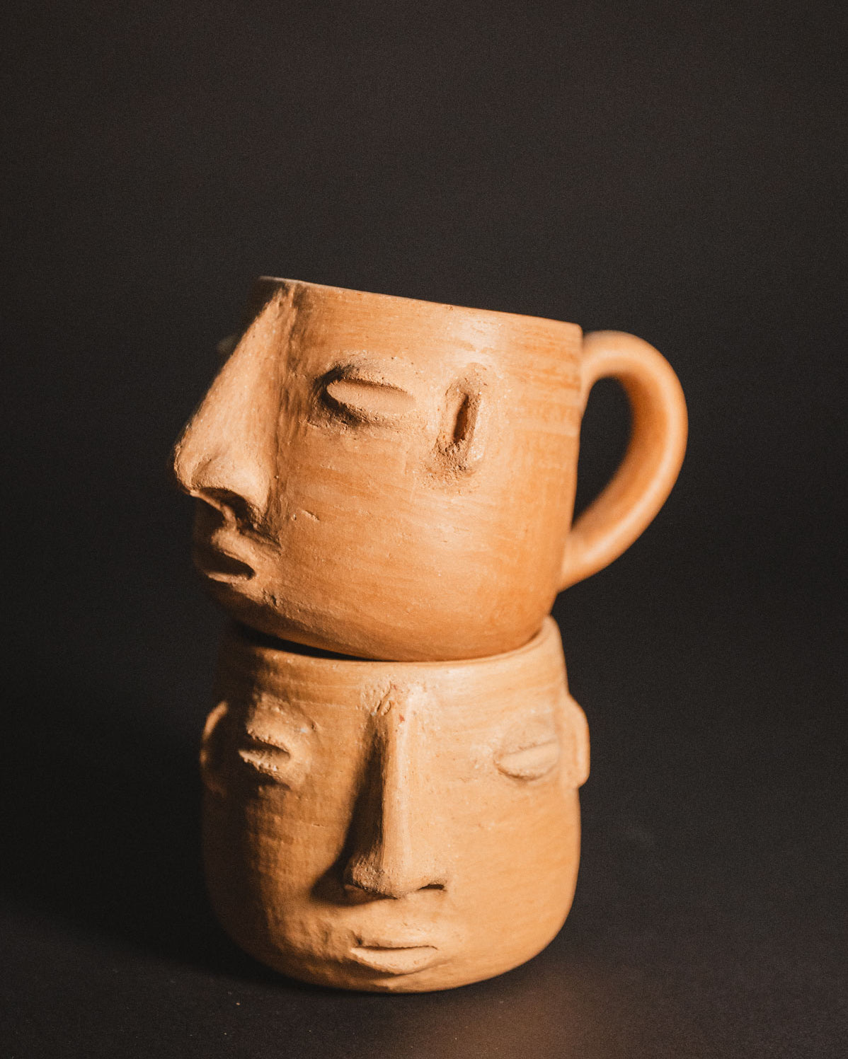 Oaxacan barro coffee cups stacked