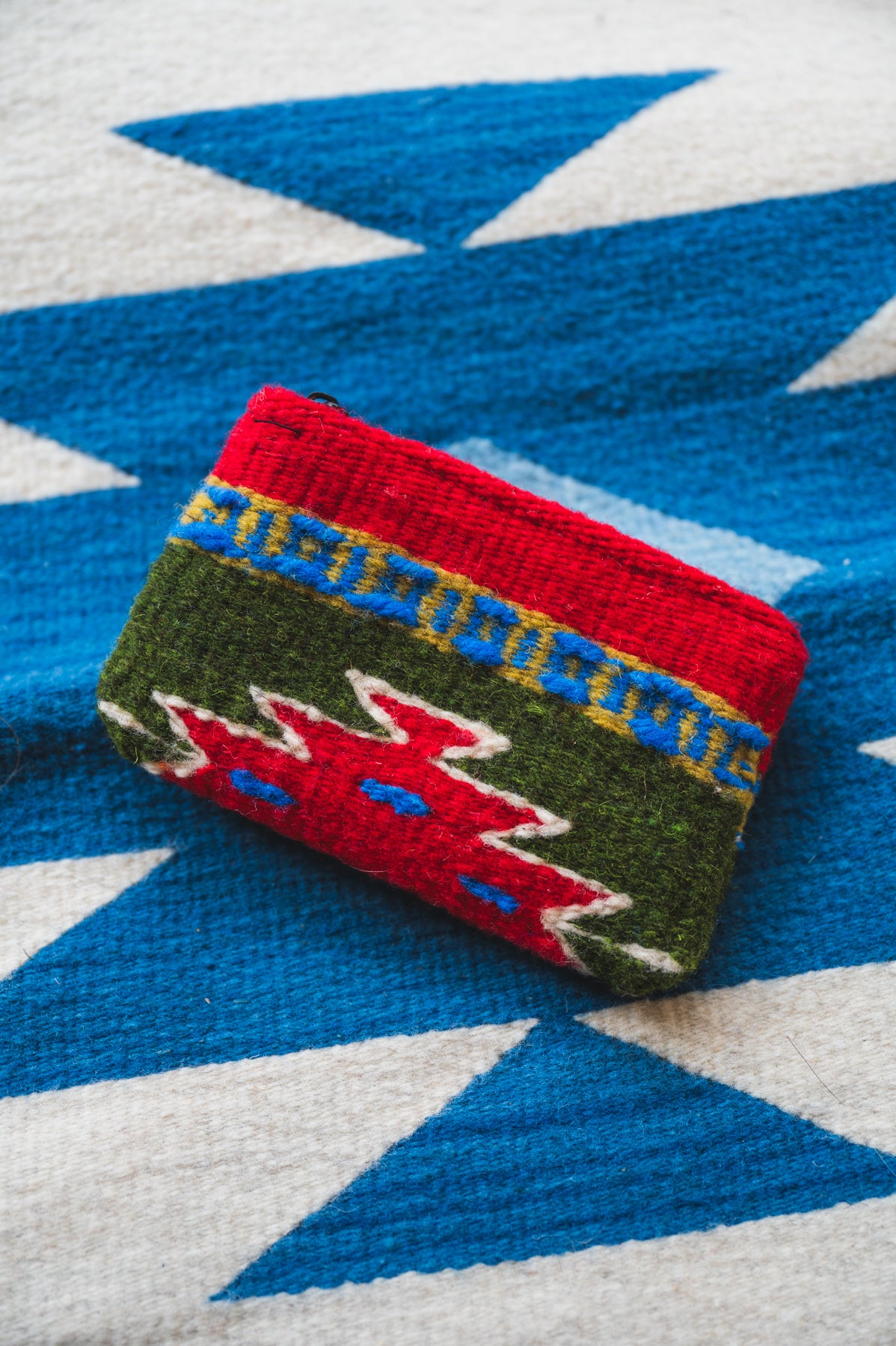 Colorful Zapotec Handwoven wool purse from Oaxaca