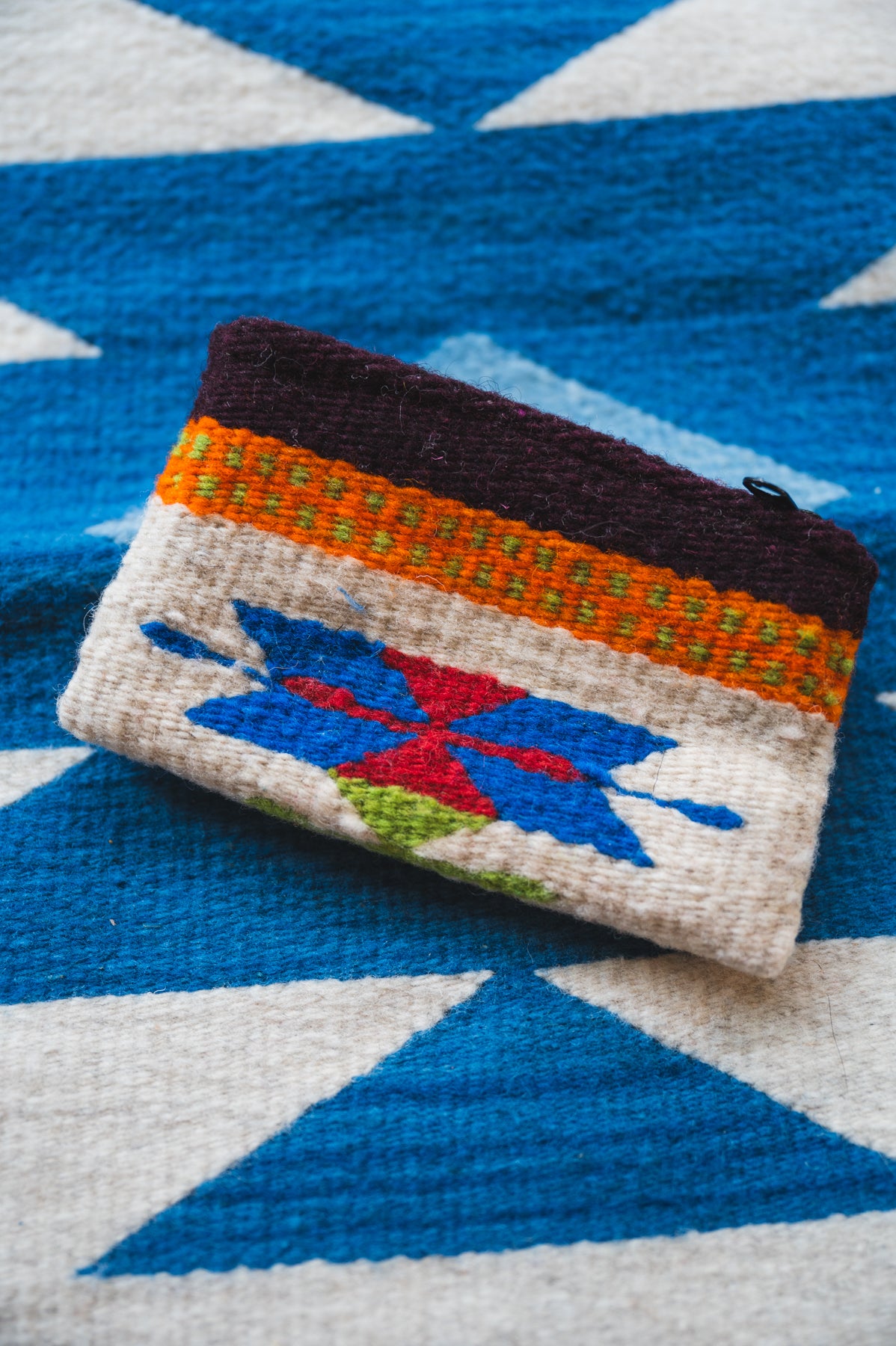 Colorful Zapotec Handwoven wool purse from Oaxaca