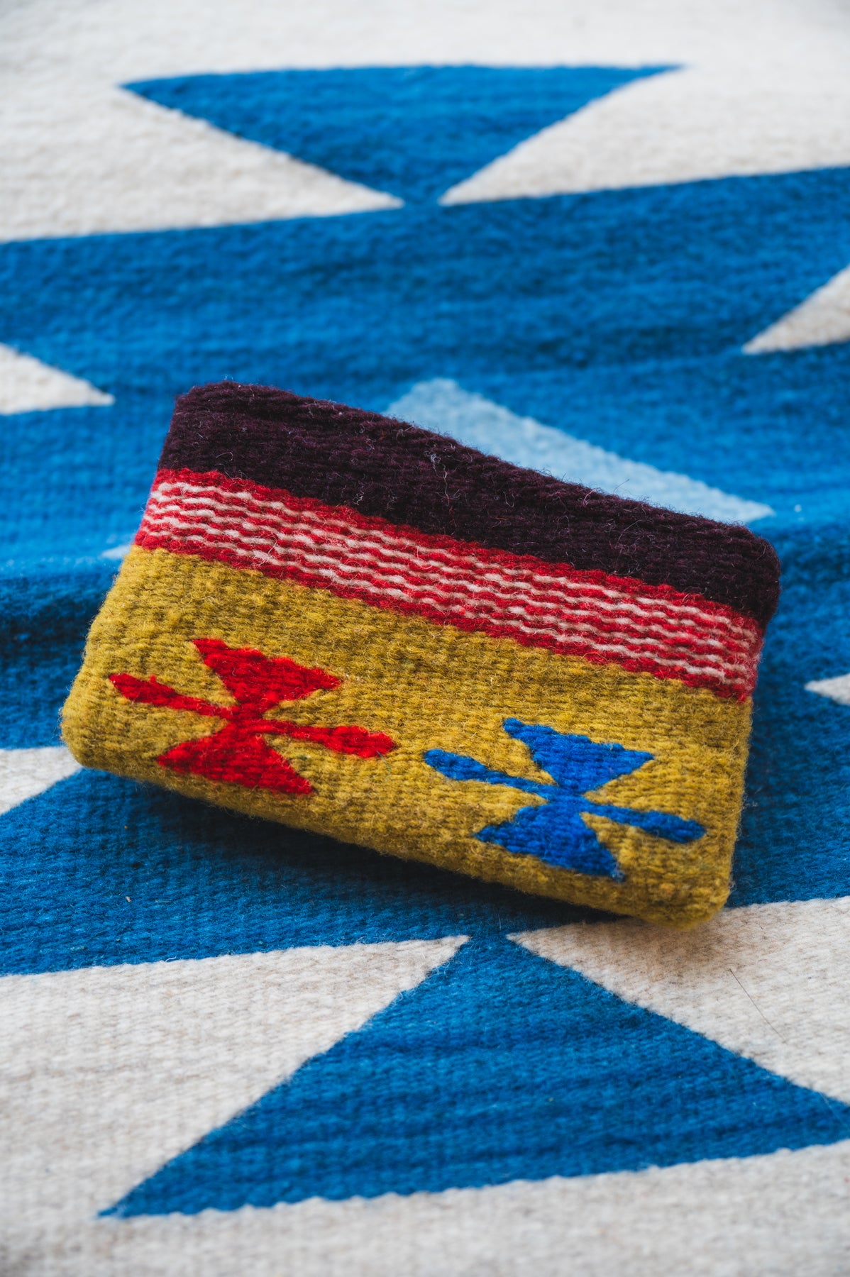 Colorful Zapotec Handwoven wool purse from Oaxaca