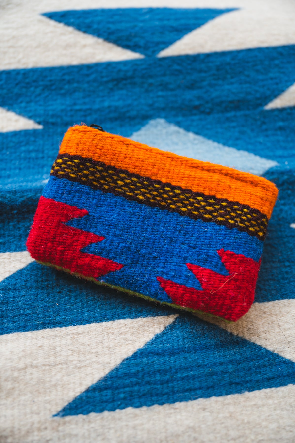 Colorful Zapotec Handwoven wool purse from Oaxaca