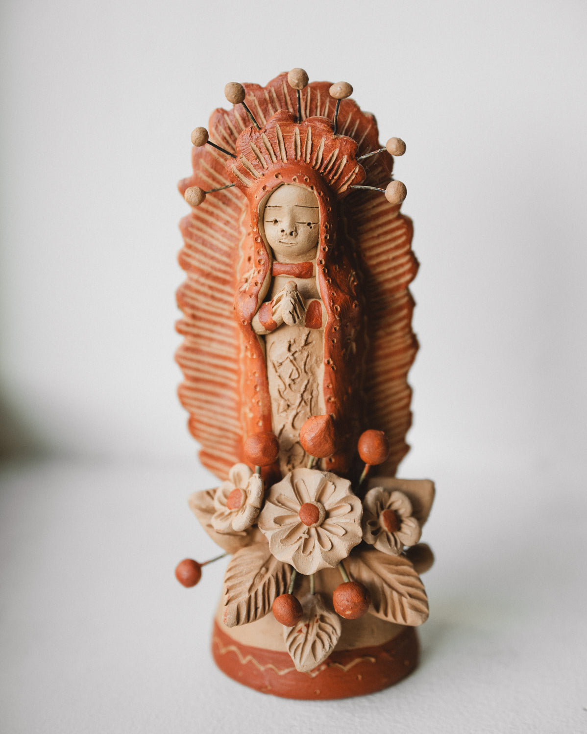 Ceramic Handmade Oaxacan barro virgencita figurine