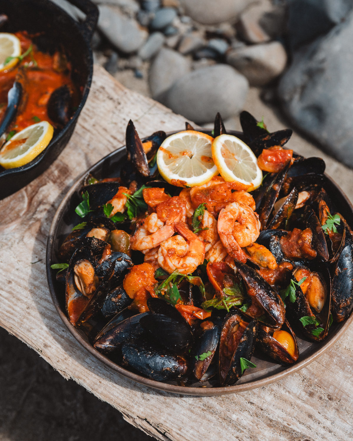 Oaxacan Barro negro plate full of seafood