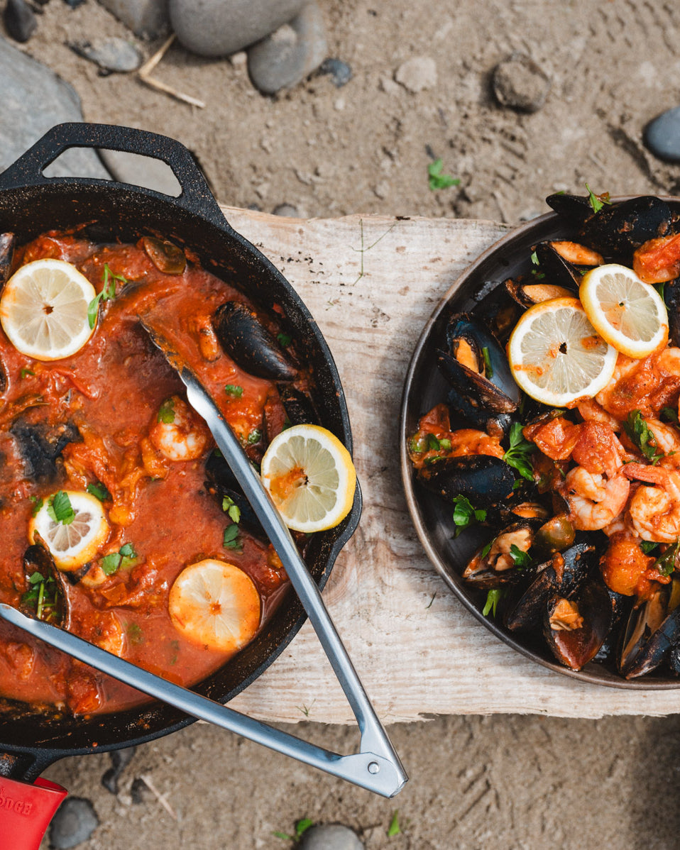 Oaxacan Barro negro plate full of seafood