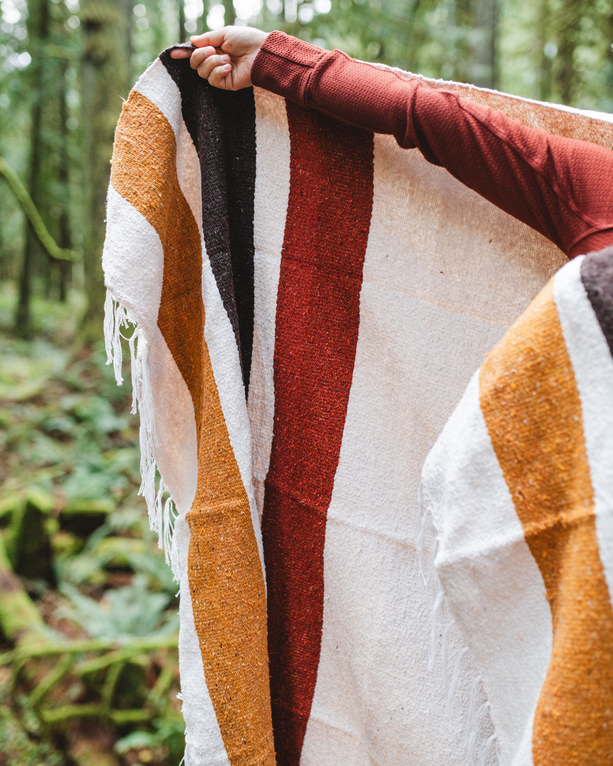 Rust gold brown striped blanket