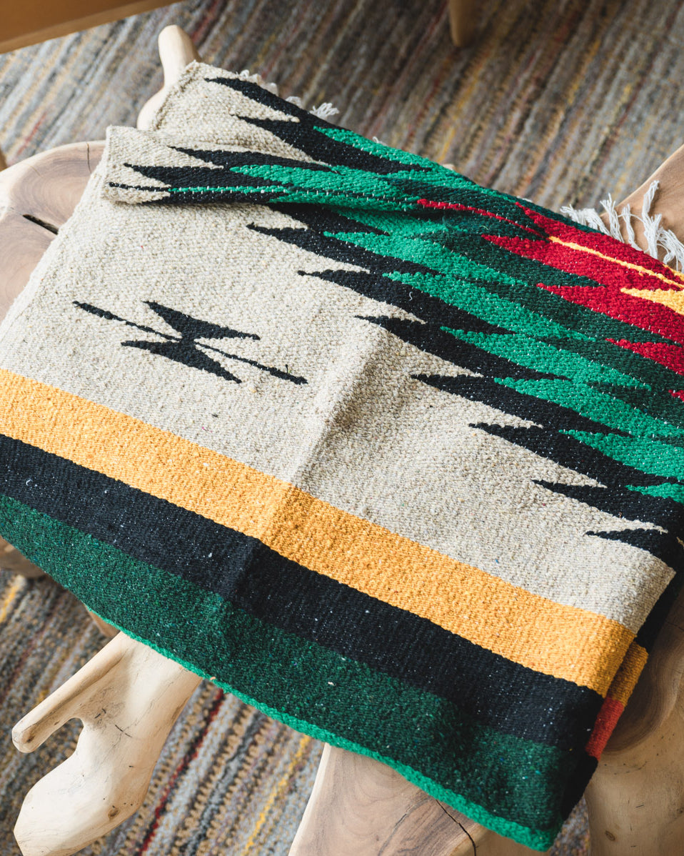 folded diamond patter mexican blanket
