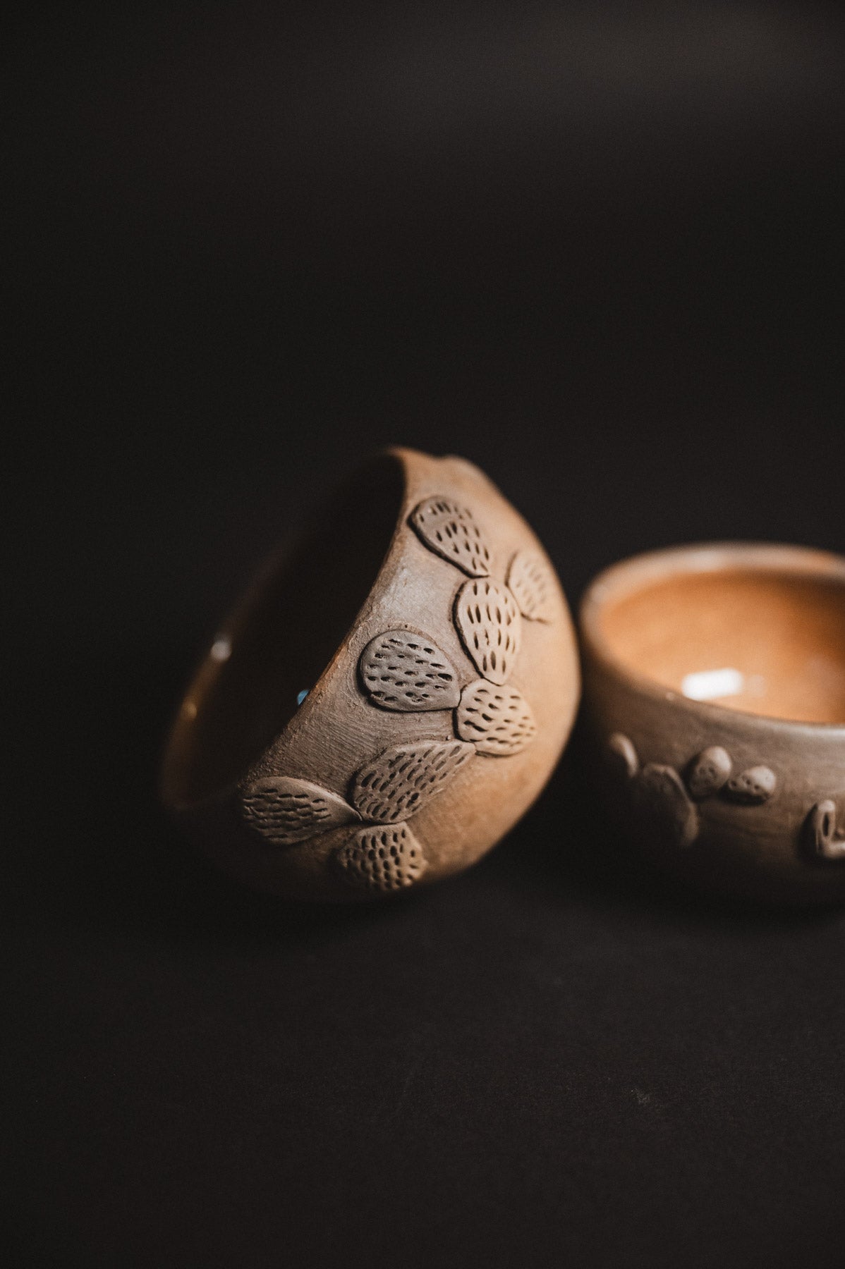 atzompa oaxaca black clay cactus bowls