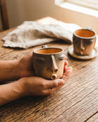 Atzompa Oaxaca barro negro whistle face coffee mug