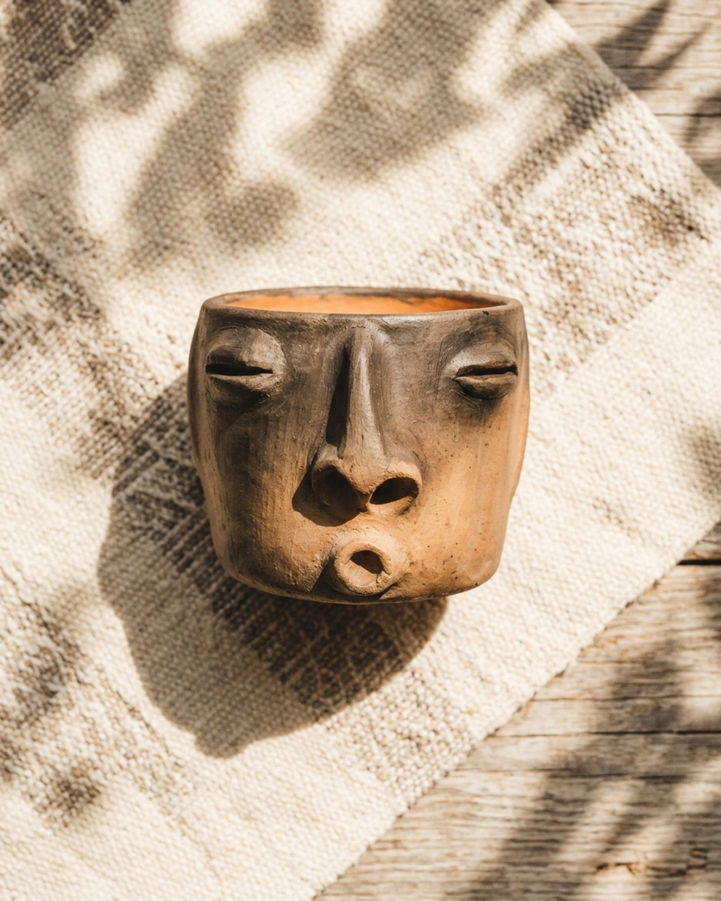 Atzompa Oaxaca barro negro whistle face coffee mug