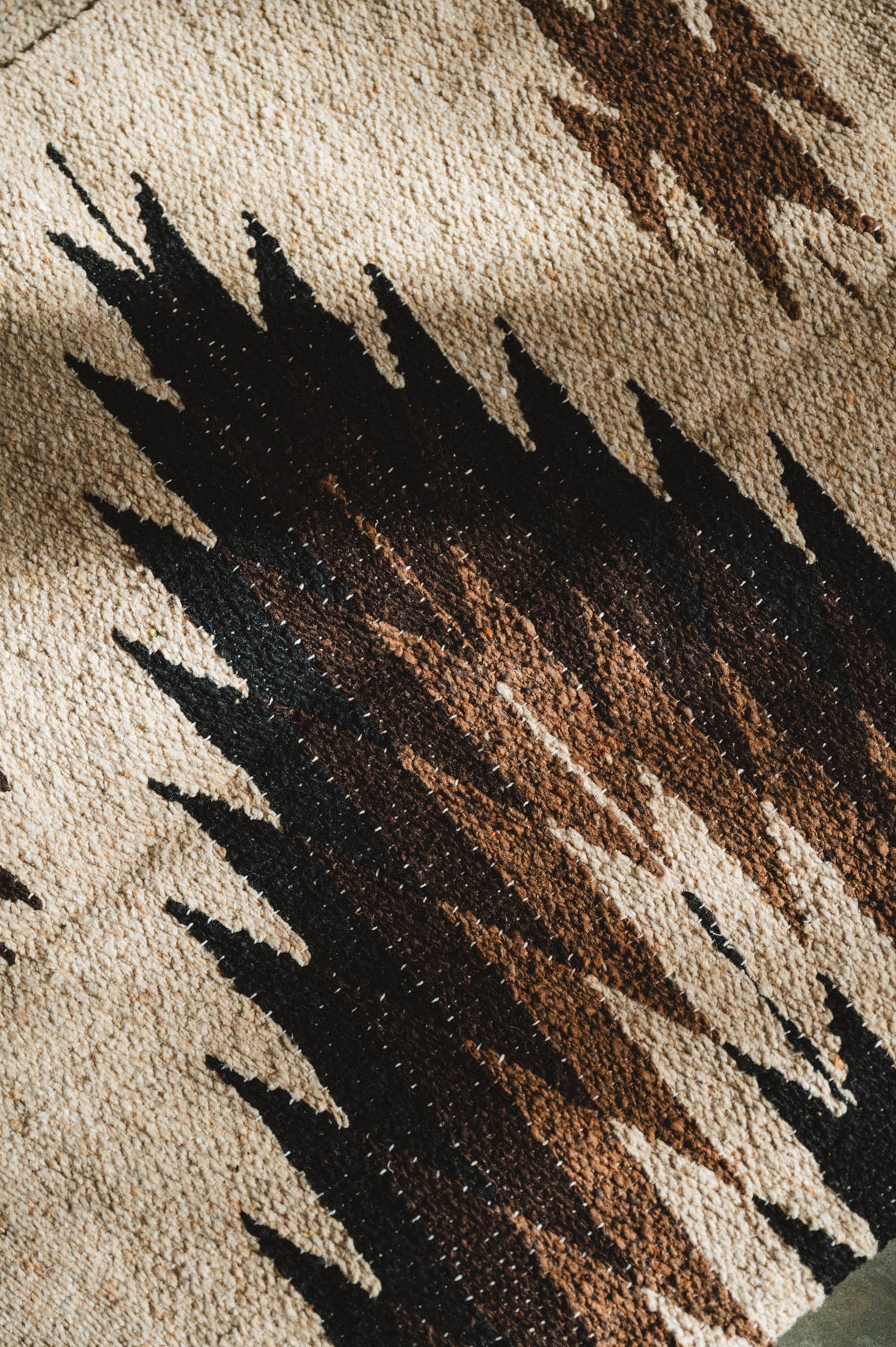 Handwoven brown and beige diamond mexican blanket