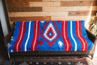 Handwoven Mexican Blanket Buffalo USA color Diamond pattern in modern industrial setting