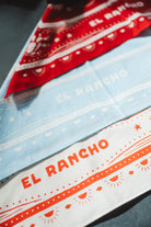 Fabric swatches with 'El Rancho' branding in various colors.