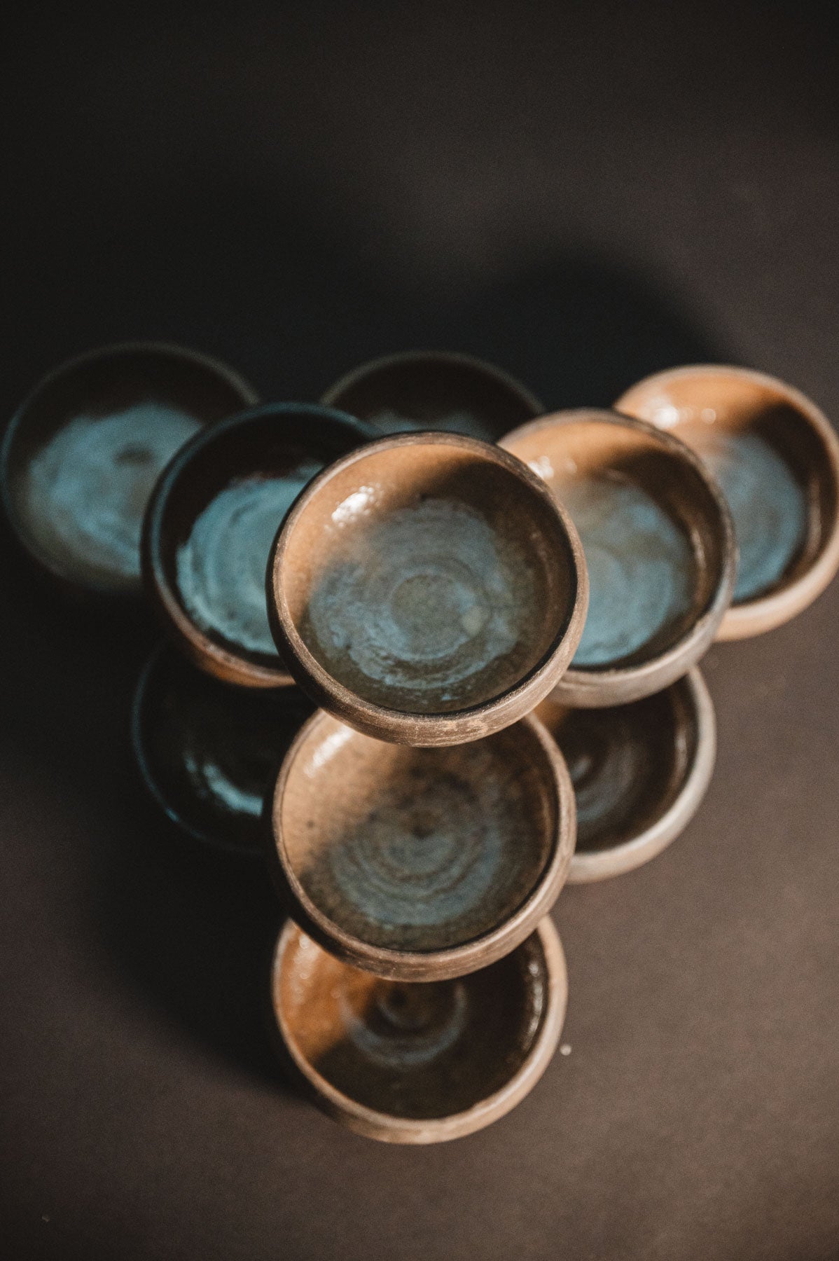 Stacked Oaxacan barro negro mezcal copitas