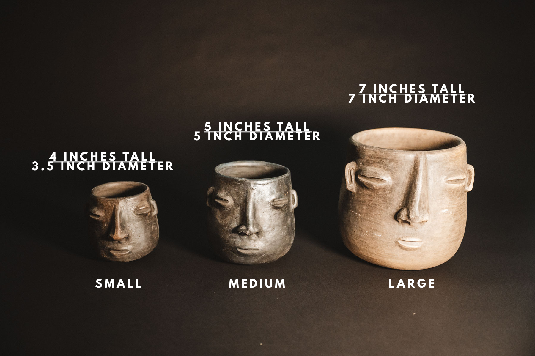 Handmade Oaxacan planter size chart