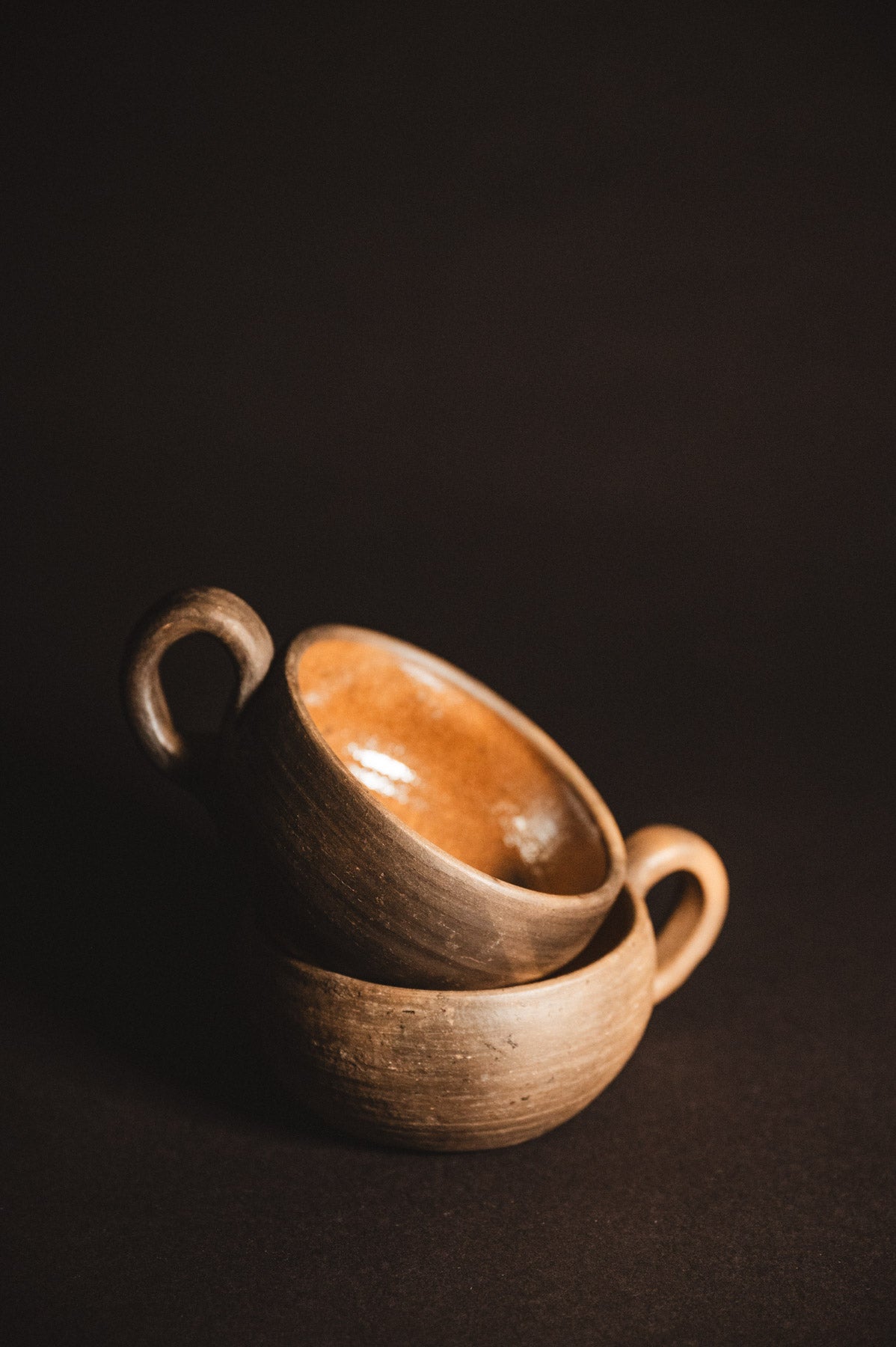 Glazed handmade oaxacan clay cappuccino mugs