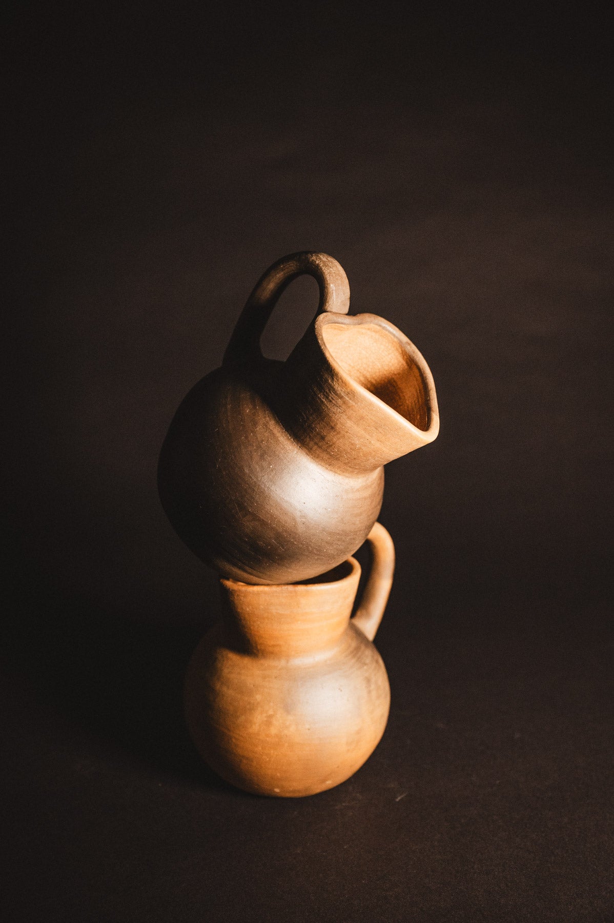 Large Oaxacan Smokey clay heart shaped pitcher