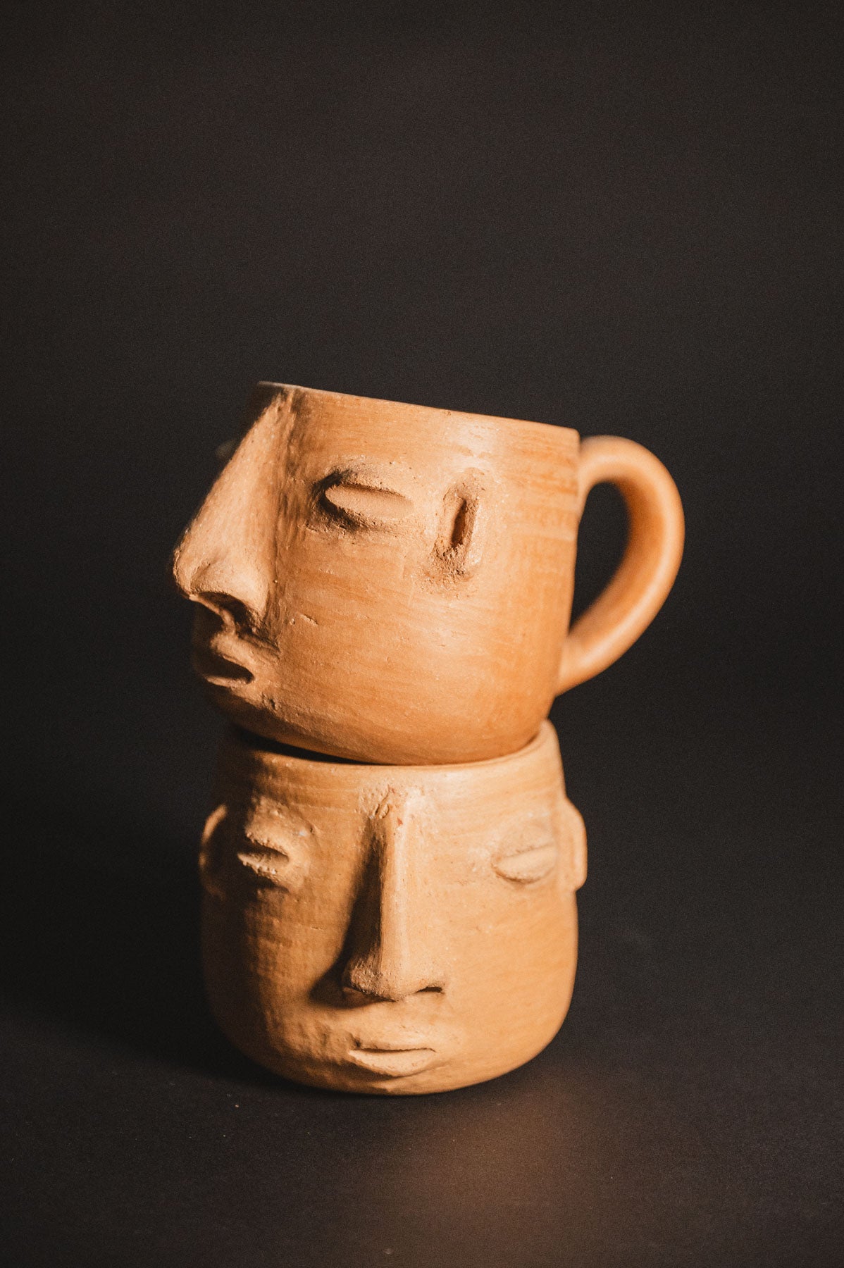 Oaxacan barro coffee cups stacked 