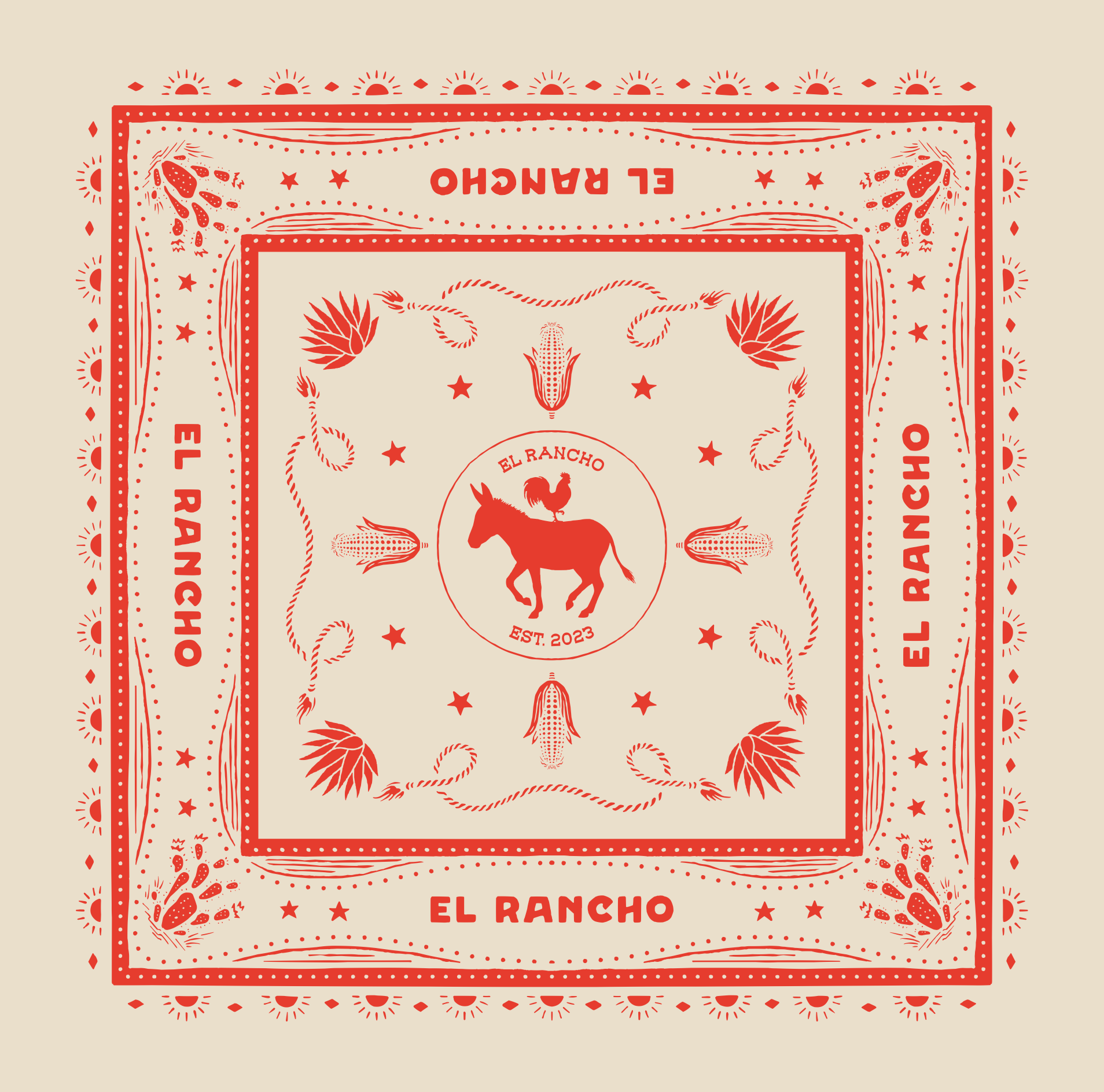 Natural Color western themed bandana