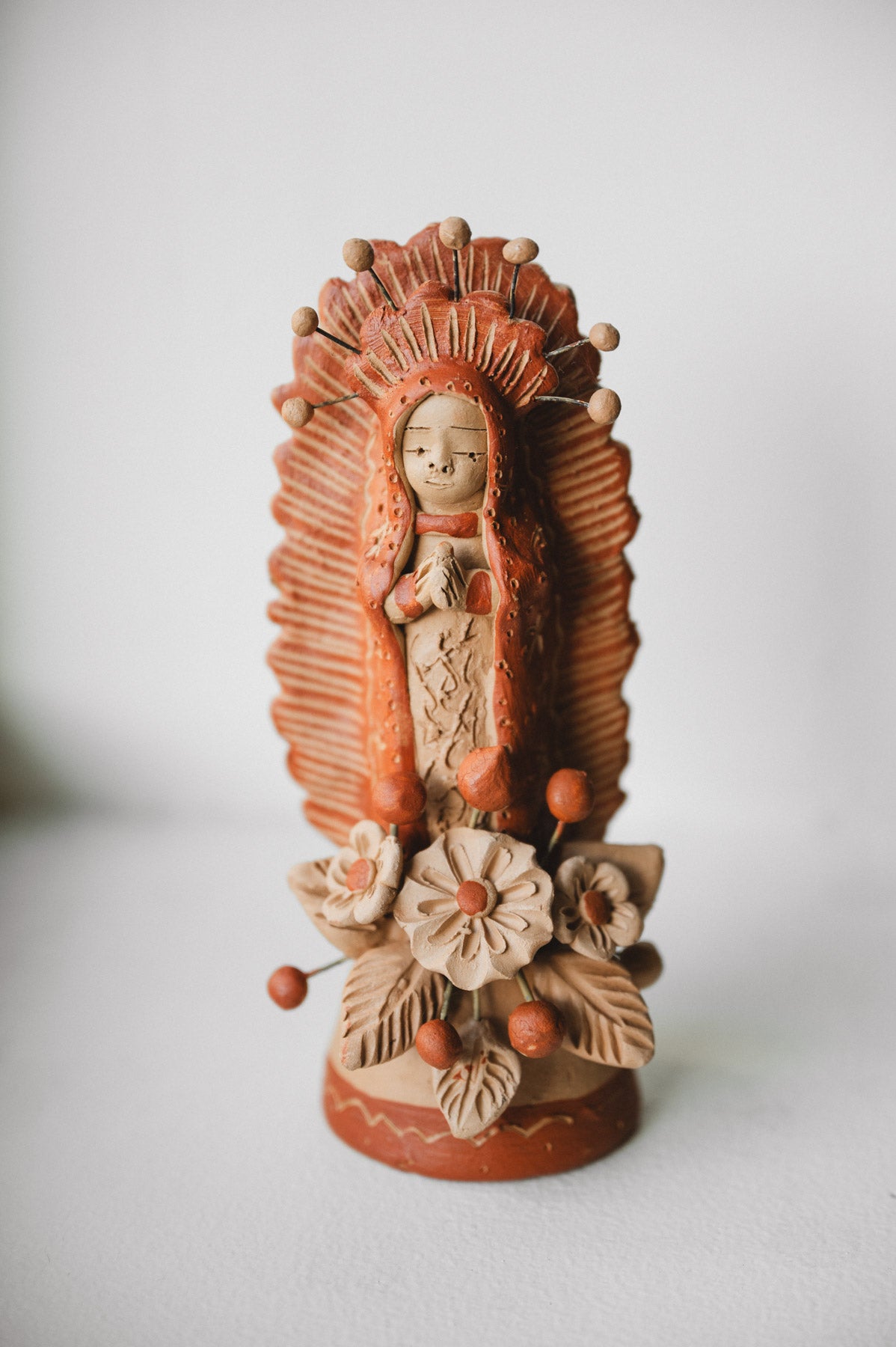 Ceramic Handmade Oaxacan barro virgencita figurine