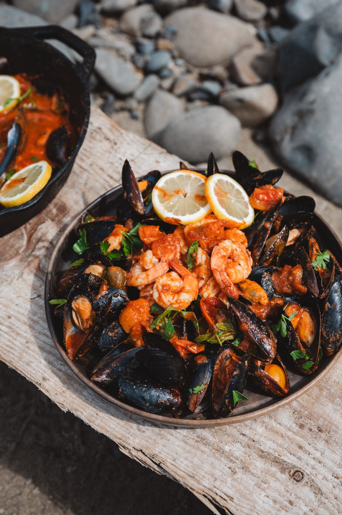 Oaxacan Barro negro plate full of seafood