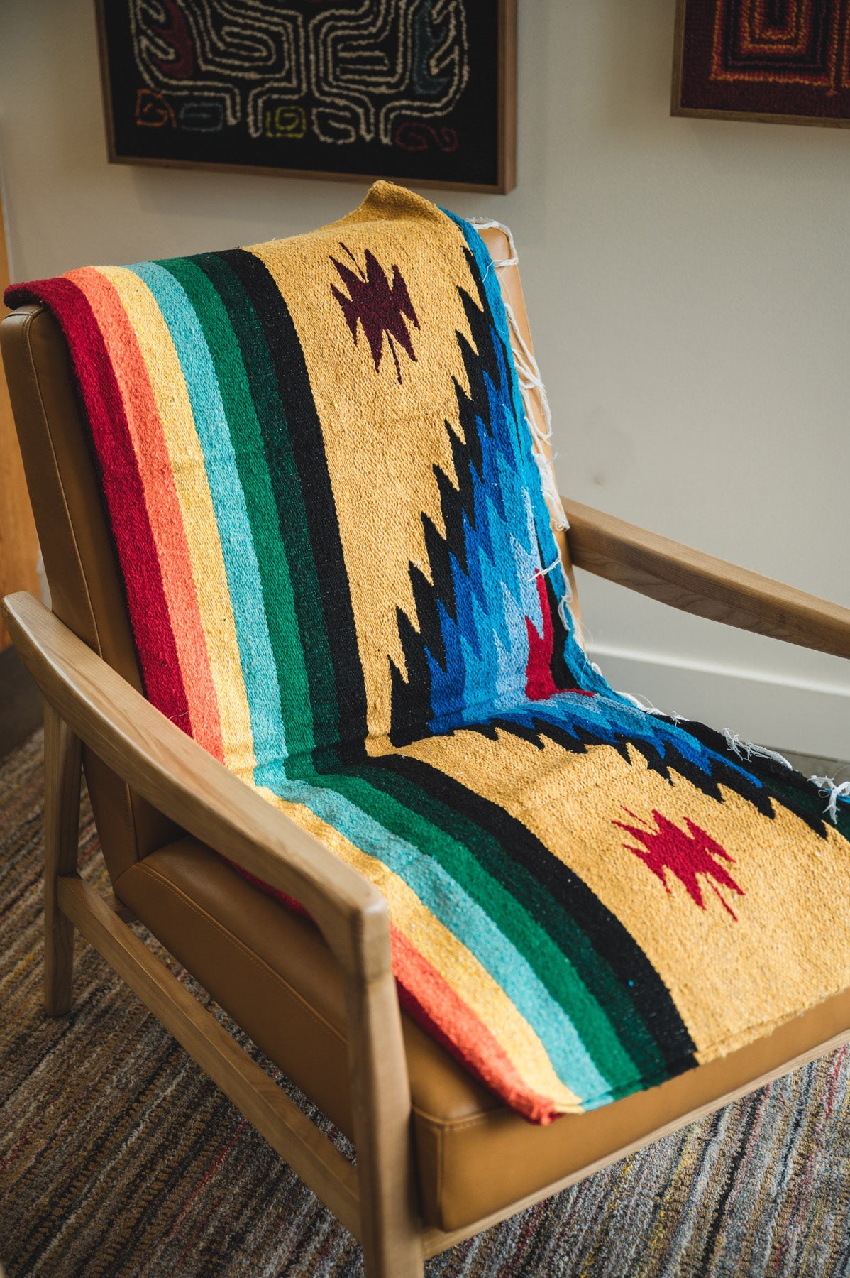 Los Diamantes Rainbow Colors Handwoven Throw Blanket El Rancho Supply